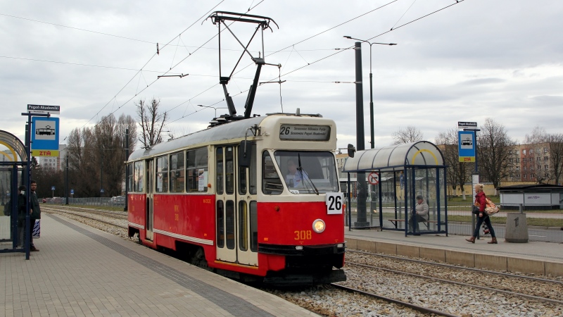 13N 308 na linii 26, Sosnowiec ul. Będzińska, 14.03.2023